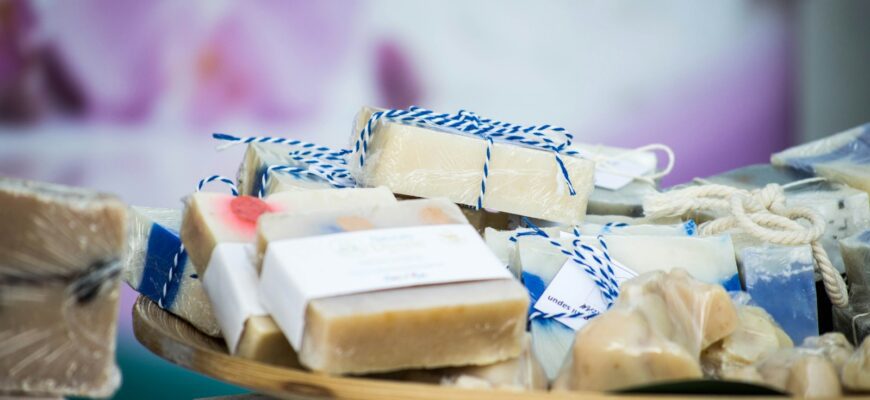 selective focus photography of soap party favors