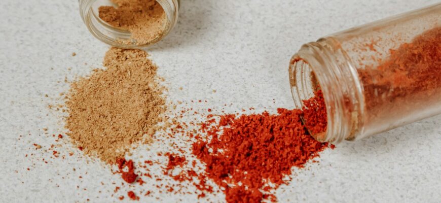 brown powder in clear glass jar